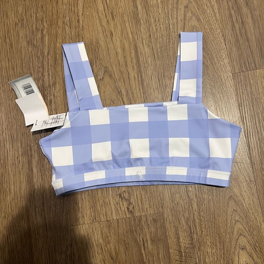 JustFab Square Neck Sports Gingham Lavender Bra size M NWT - Picture 7 of 9